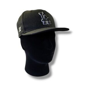 New Era 59Fifty Fitted Wool Hat‎ LA Los Angeles Dodgers Black/White Men's Size 7